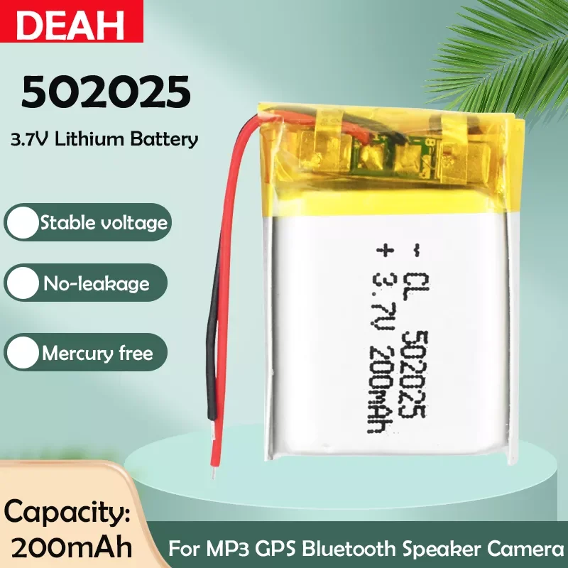 

1-2PCS 3.7V 200mAh 502025 Rechargeable Lithium Polymer Battery For MP3 MP4 GPS LED Lamps Bluetooth Speaker Smart Watch Lipo Cell