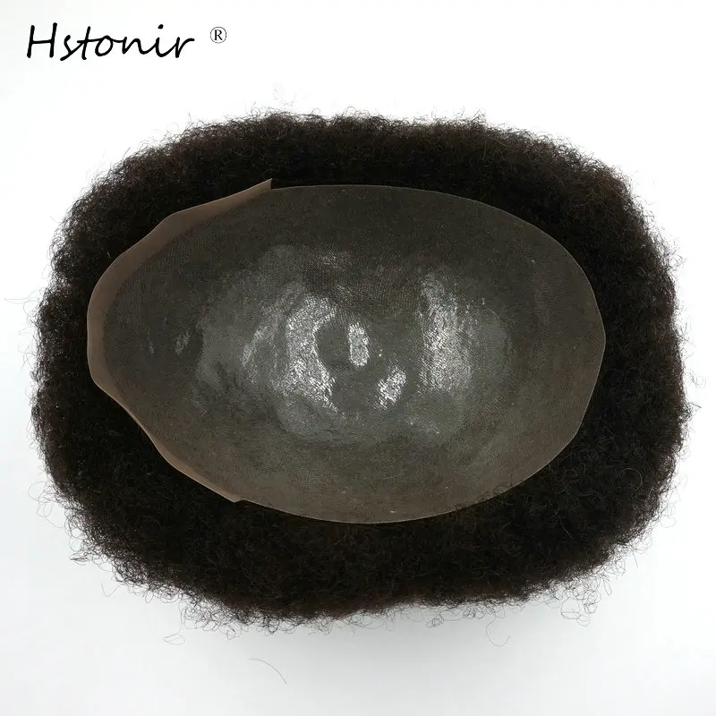 

Hstonir Mens Toupee Afro Kinky Curly Hair Piece Men Hair Systems Poly Perimeter Indian Remy Negro Hair H023