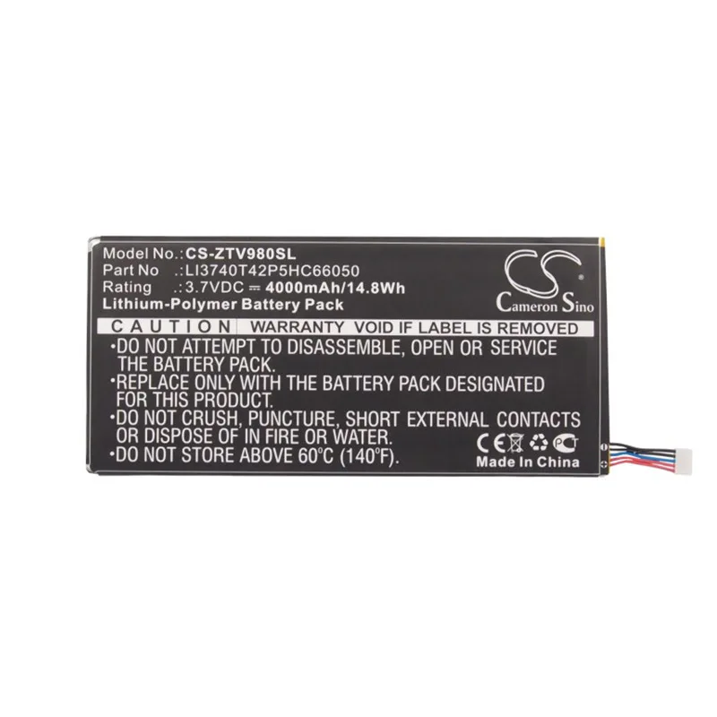 

Suitable ZT E ZTEP98T T98 V9S 4000MAH 3.7V tablet battery