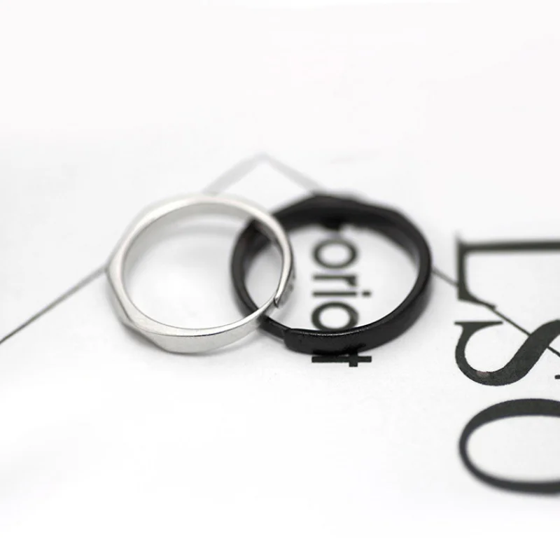 

Creative S925 Sterling Silver Ring Diamond Black And White Frosted Open Couple Ring A Pair Of Japanese And Korean Live Ring