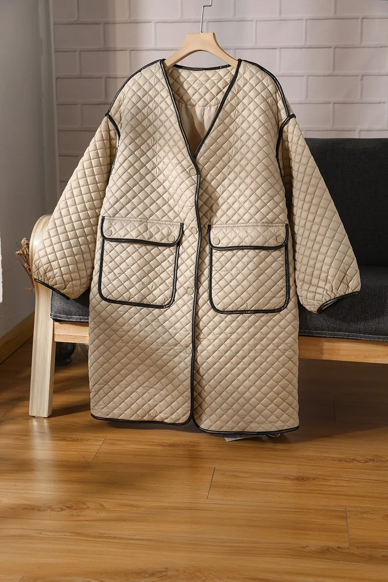 Jackets For Women Winter New Products In Autumn Winter Casual Medium Long Style Cotton Coat Coat V-neck Long Sleeve Big Pocket