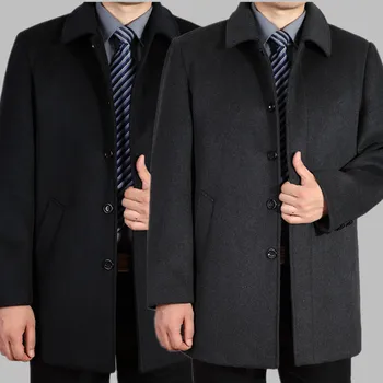 men's wool coat medium-long large outerwear winter