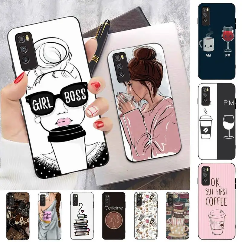 

OK but first coffee princess Female boss Phone Case for Huawei Y 6 9 7 5 8s prime 2019 2018 enjoy 7 plus