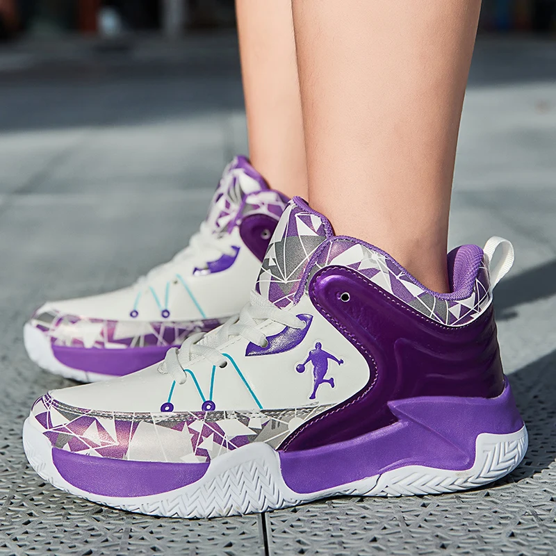 Brand Fashion Purple Men Professional Basketball Shoes Cushioning Non-Slip Sport Shoes Trainer Women Athletic Basketball Sneaker