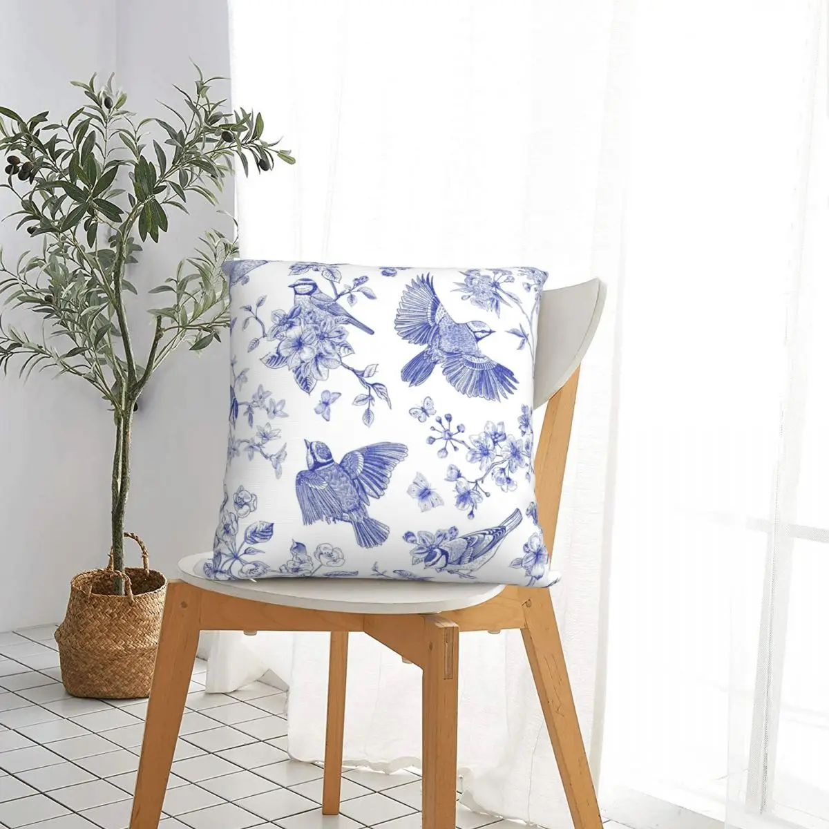 Vintage Blue Toile Birds French Country Pillowcase Pillow Case Cushion Cover Home Sofa Car Decorative Throw Pillowcases |