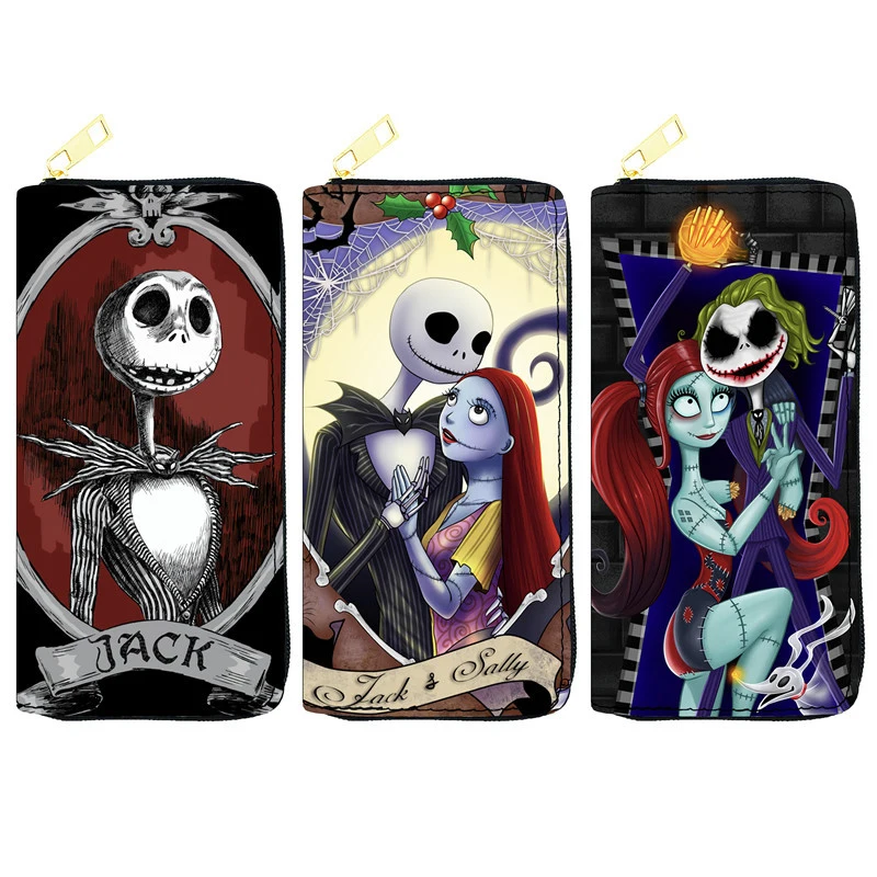 

2023 кошелек Disney Jack Skellington с аниме-фигуркой, портативный мультяшный держатель для карт, модный кошелек для монет, зажим для денег, подарки на день рождения