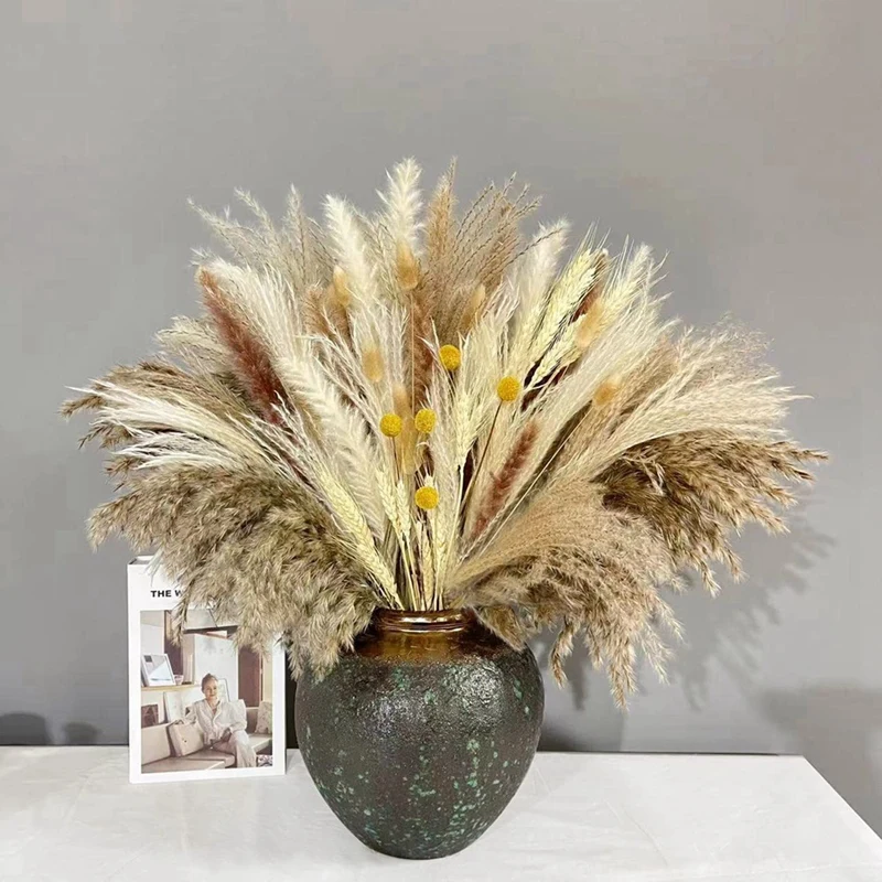 

Натуральная сушеная пампасная Трава Декор 135 шт. 17 дюймов помпонная трава пушистый букет стеблей для цветочных композиций Свадебный дом