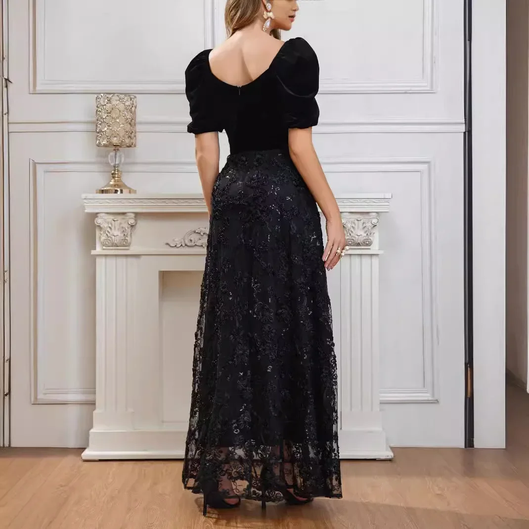 Элегантное винтажное ТРАПЕЦИЕВИДНОЕ расклешенное ожерелье приталенное платье с