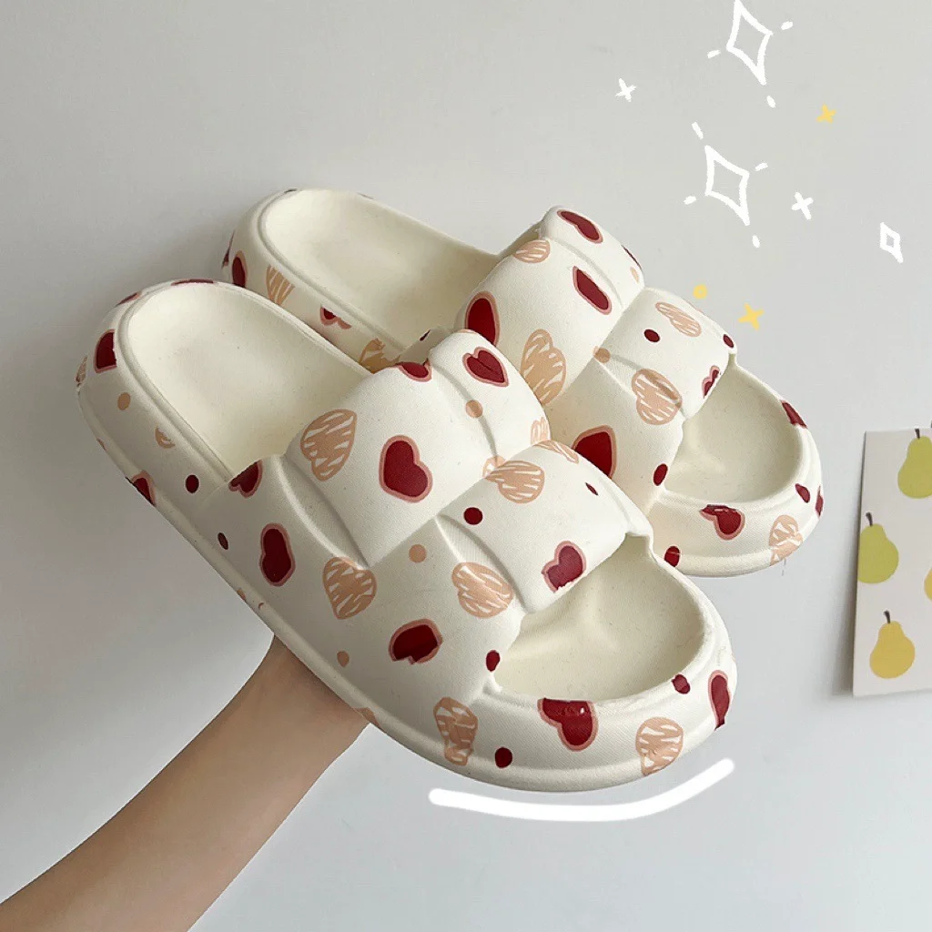 2022 Summer Women Slippers Fashion Girlish Heart Thick Soft Sole Bathroom Indoor Outdoor Beach Slides Woman Non-slip Sandals