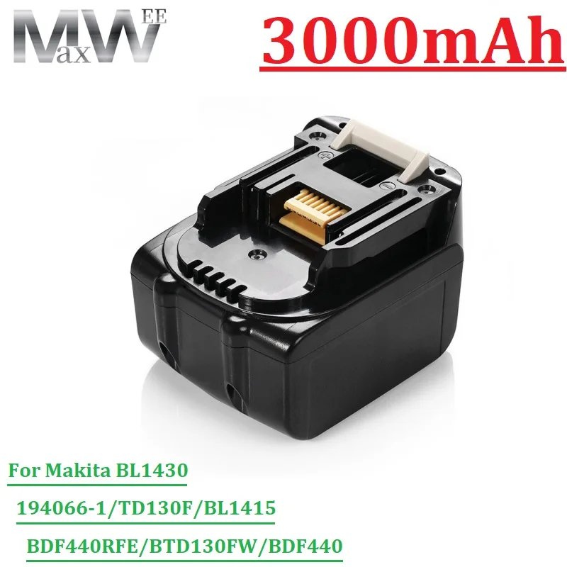 

New 14.4V 3000mAh Drills Battery For Makita BL1430 Replacement Rechargeable Lithium Ion LXT200 BL1415 194558-0 194559-8 194066-1