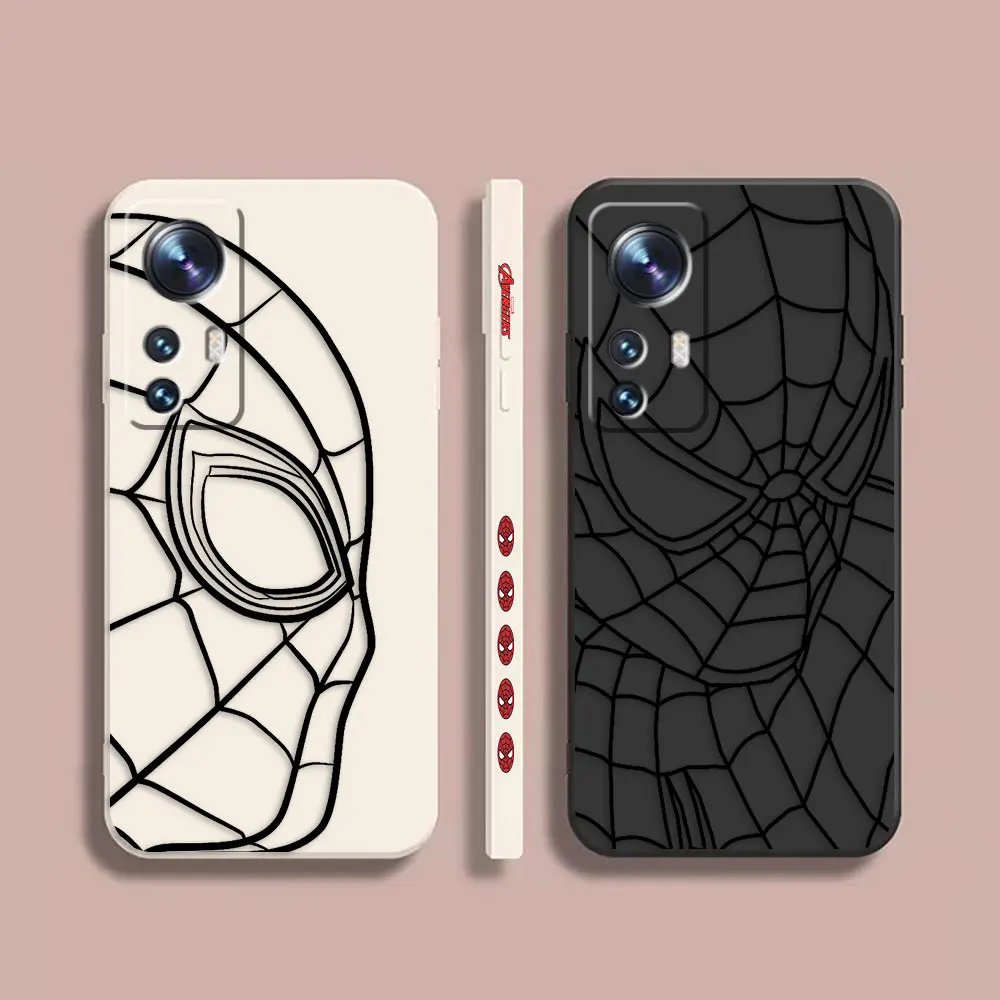 

Phone Case For Xiaomi 13 12 12T 12S 11 11T 10 10S 9 8 Pro Ultra Lite Case Cover Funda Cqoue Shell Marvel Spider-Man Black Line