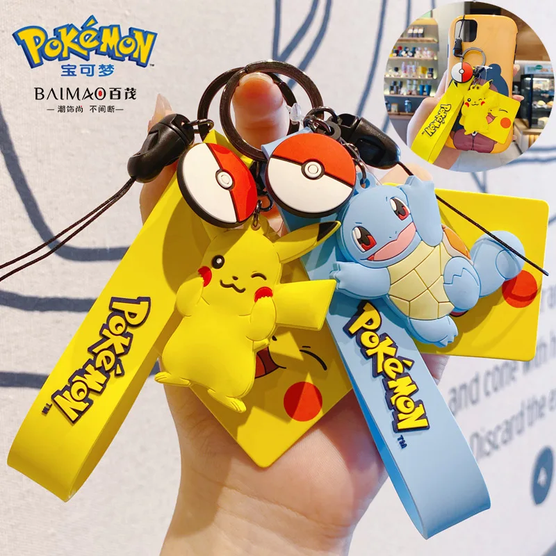 

Authentic Pokemon Action Figure Pikachu Keychain Pokémon Keychain Squirtle Psyduck Keychain Backpack Pendant Model Car Keychains