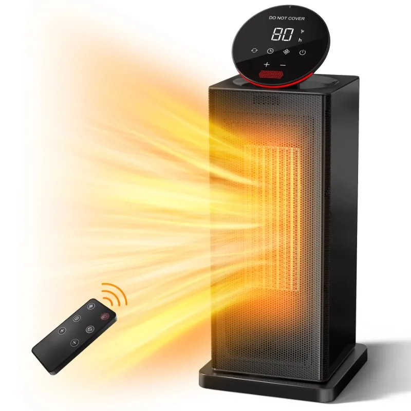 

Space Heater for Indoor Use, 1500W Fast Electric Ceramic Tower Heaters with Thermostat, 4 Modes, 24H Timer, 90°Oscillating