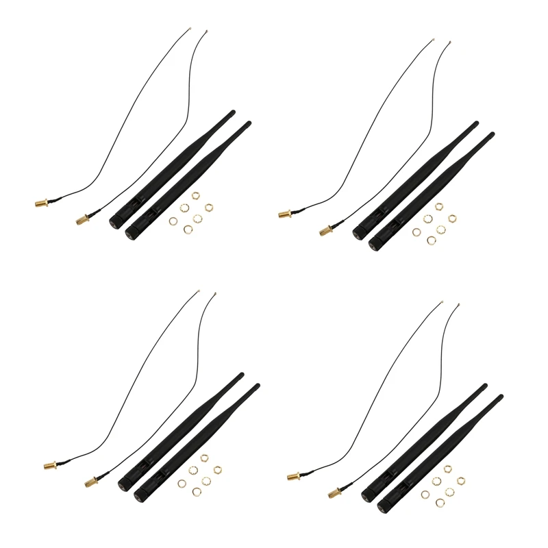 

12 X 6Dbi 2.4Ghz 5Ghz Dual Band Wifi RP-SMA Antenna + 12 X 35Cm U.Fl / IPEX Cable