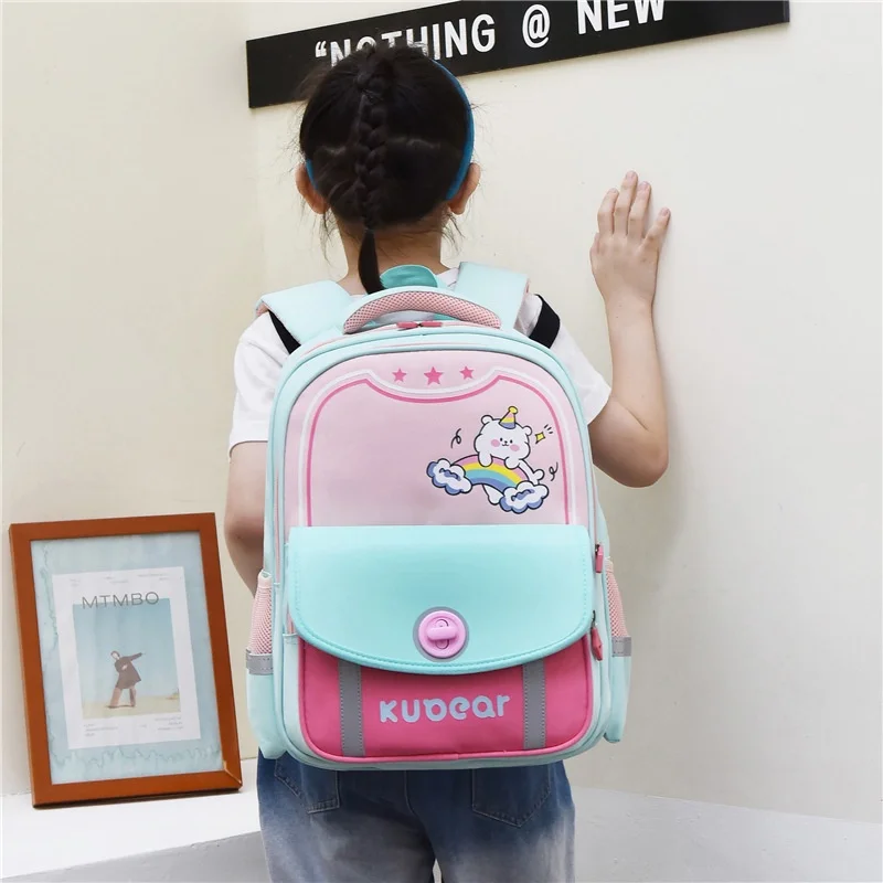 Grade 1-3 Children Cartoon Dinosaur Rainbow Small Backpacks New Girl Boy Students Fashion Leisure Oxford Schoolbags All-match