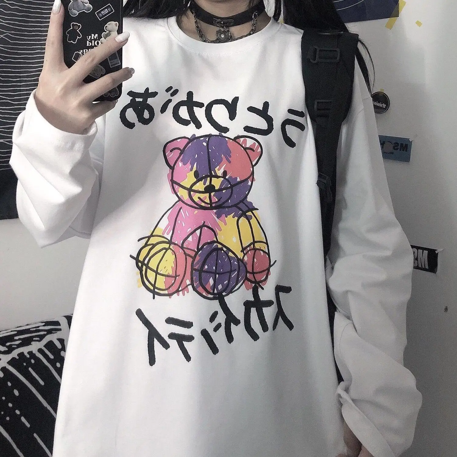 

Футболка женская оверсайз в стиле Харадзюку, повседневный Свободный пуловер в стиле Харадзюку, уличная одежда в стиле хип-хоп, осень