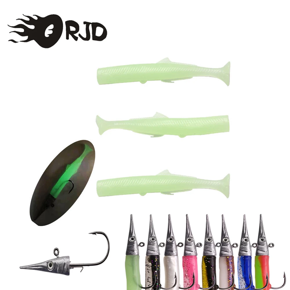 

ORJD Lead Head Tunas Fishing Lure Double Color Soft Silicon T Tail Artificial Bait Sinking Wobblers Swimbait Pesca Fishing Track