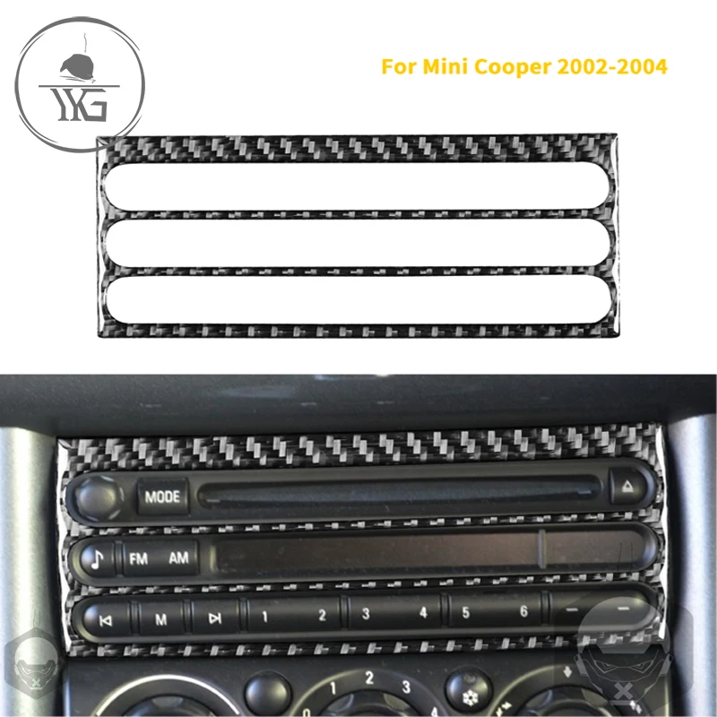 

Для миниатюрного медного люка One R50 R53 2002 2003 2004, панель управления автомобилем, компакт-диском, рамка, крышка, полоса, наклейка из углеродного ...