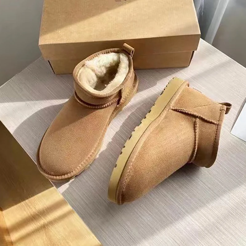 Зимние ботинки женские Tazz Platform Ultra Mini 2024 новые зимние короткие из овчины шерсти