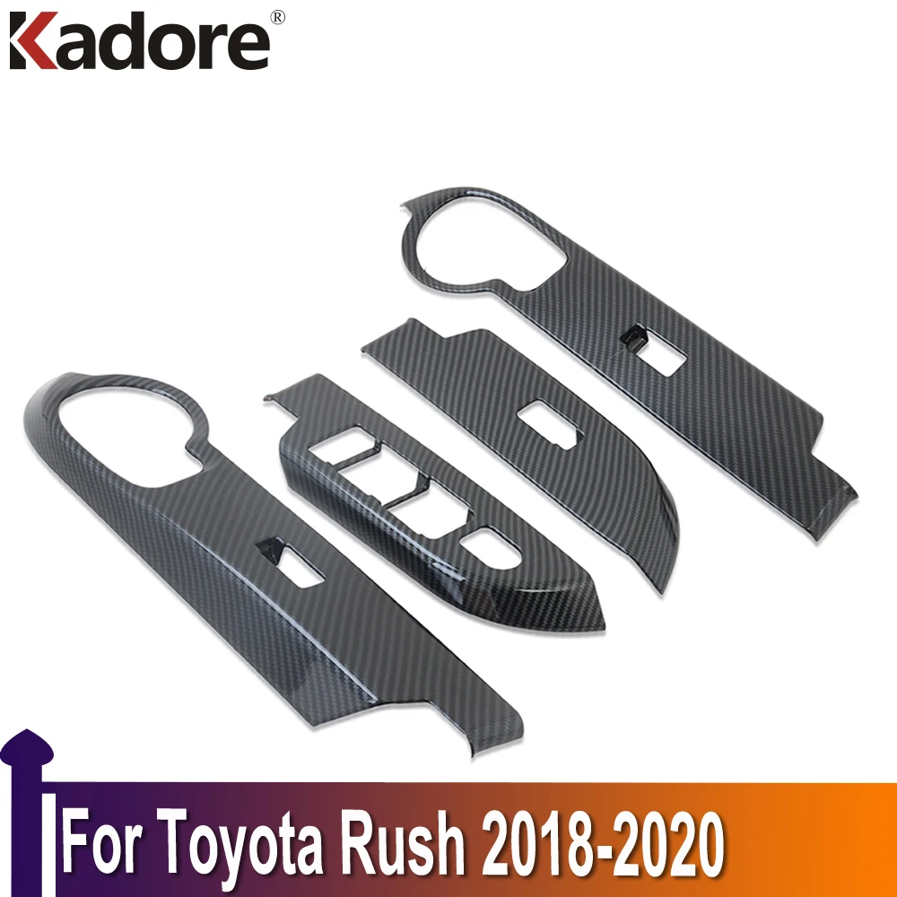 

Аксессуары для интерьера для Toyota Rush 2018 2019 2020, кнопки переключения стеклоподъемника из углеродного волокна, крышка, отделка двери, подлокотн...