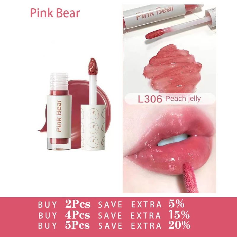 

Pink Bear Mini Moisturizing Lip Gloss Jelly Lasting Non Sticky Cup Liquid Lipstick Sexy Red Pink Lip Tint Korean Lips Makeup