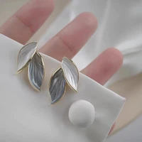 2022 new trendy simple leaf earrings personalized gentle temperament women 925 sterling silver needle fine jewelry accessories