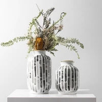 dried flowers ceramic plant pot modern design aesthetic minimalist indoor vase cylinder decoration objects macetas florero decor
