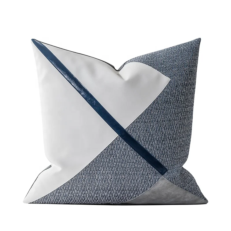 

Newest Farmhouse Decor Patchwork Cushion Throw Pillow Covers Modern Faux Leather Pillow Covers 18x18 inch