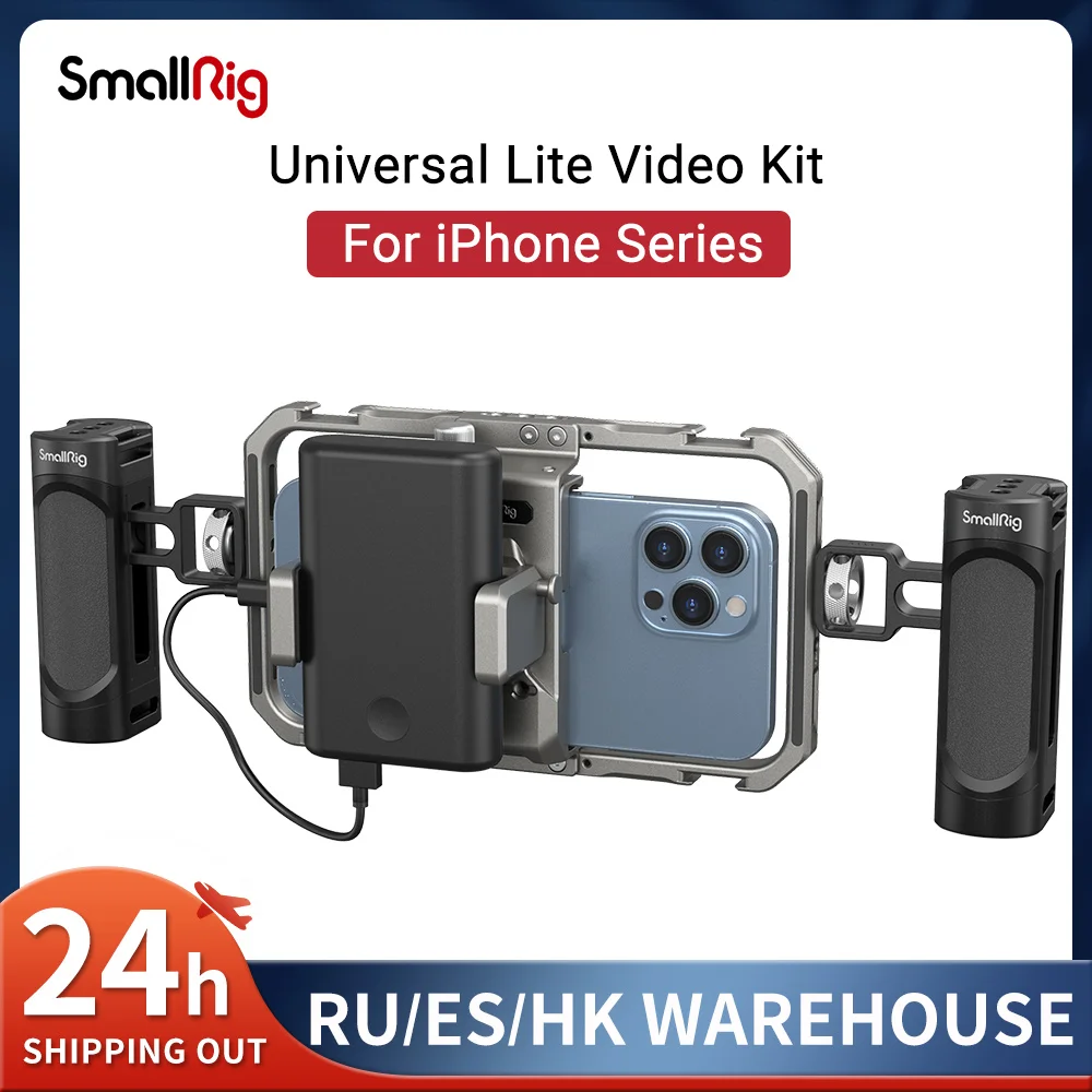 

SmallRig Universal Phone Cage Rig Video Kit For iPhone 13 Pro / pro Max Hand Grip Filmmaking Case For iPhone Series 3611