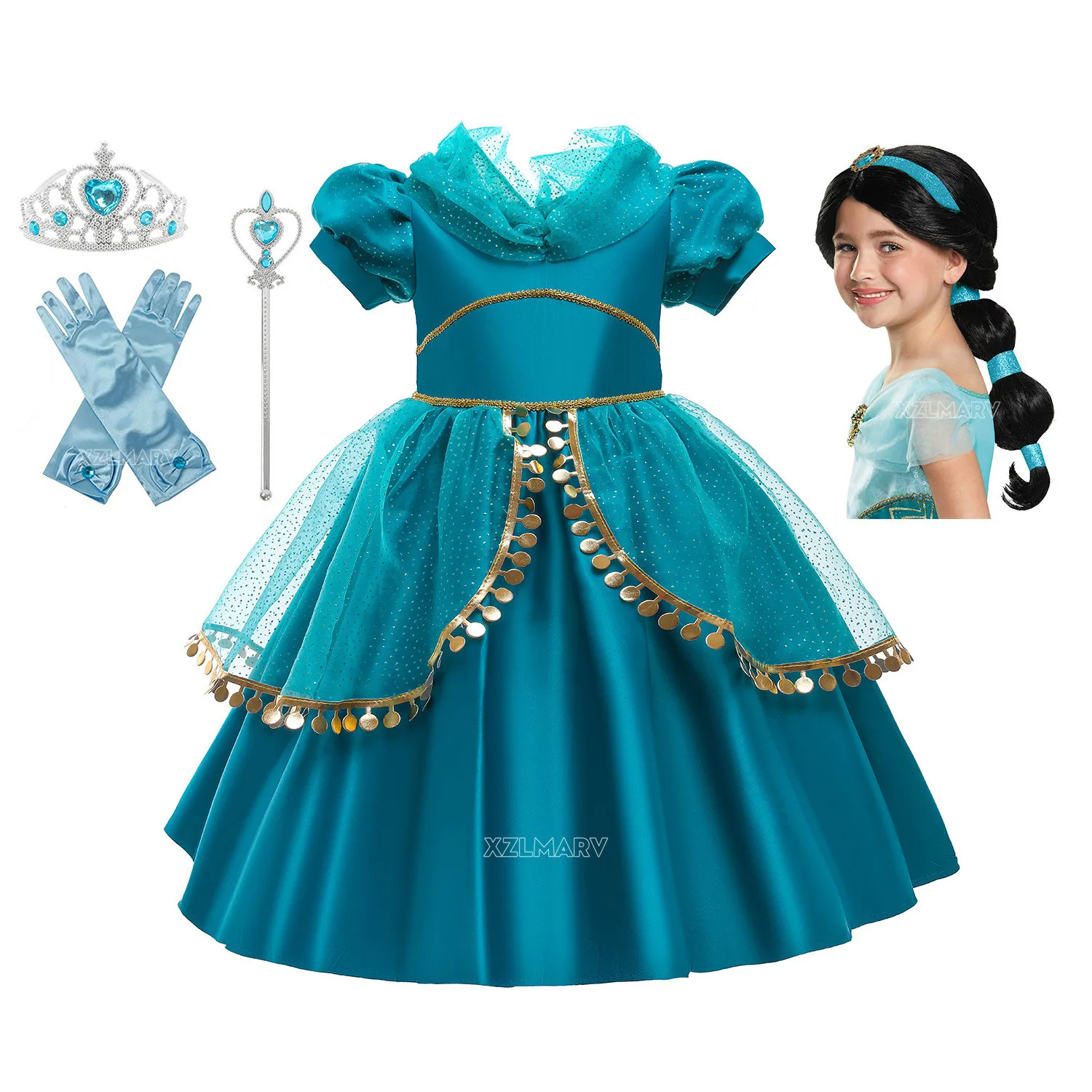 Женская Маскировка Aladdin нарядный костюм принцессы для девочек детские платья