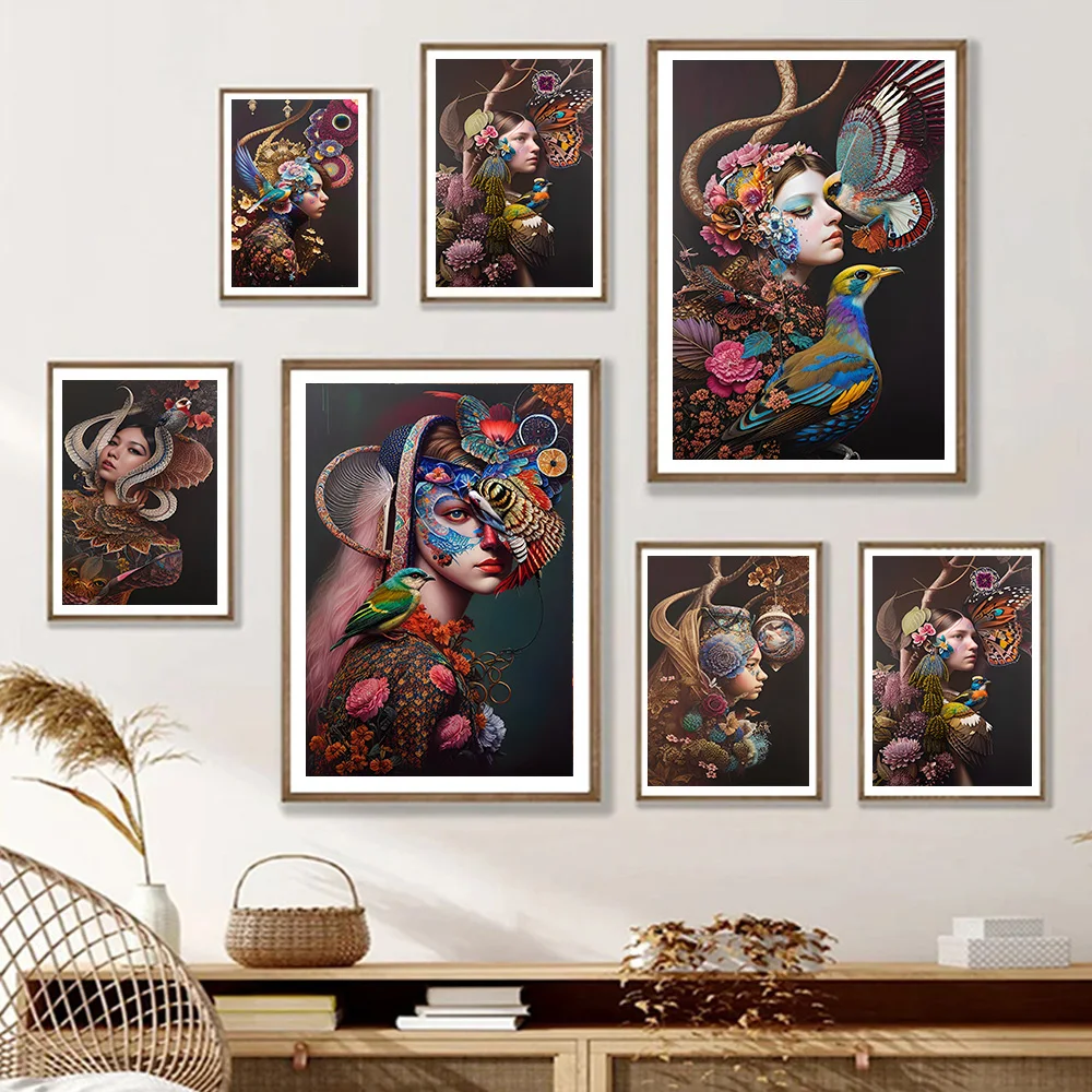 Портрет женщины в стиле Фэнтези эстетические плакаты принт абстрактная женщина
