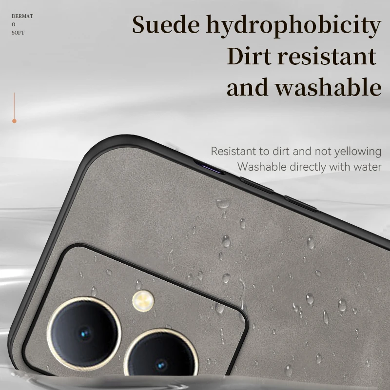 Luxury Leather Case for vivo Y78+ Plus V2271A Frosted Armor Shockproof Soft Silicone Heat Dissipation Phone Cover vivoY78+Plus