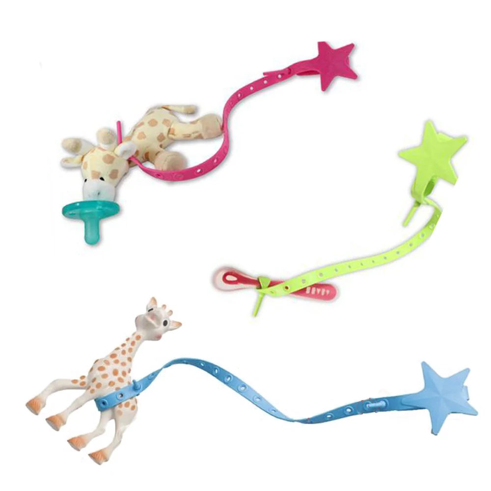 Non-toxic Hook  Stroller Toy Holder for Infant Toddler  Accessories Star Baby Pacifier Chain Clip Strap Silicone