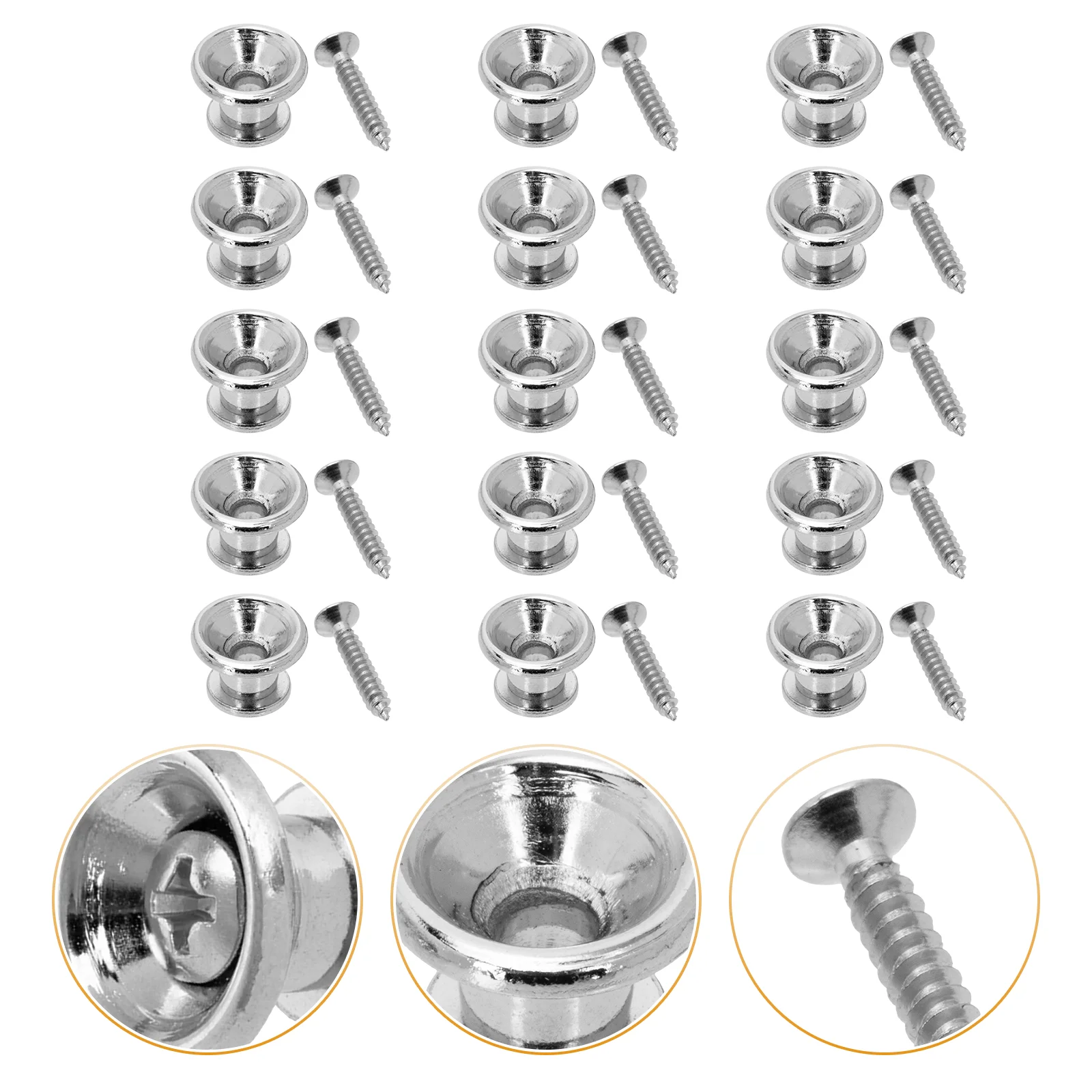 

15 Pcs Guitar Strap Locks Accessories Metal Buckle Buttons Tool Gift Ukulele Safety
