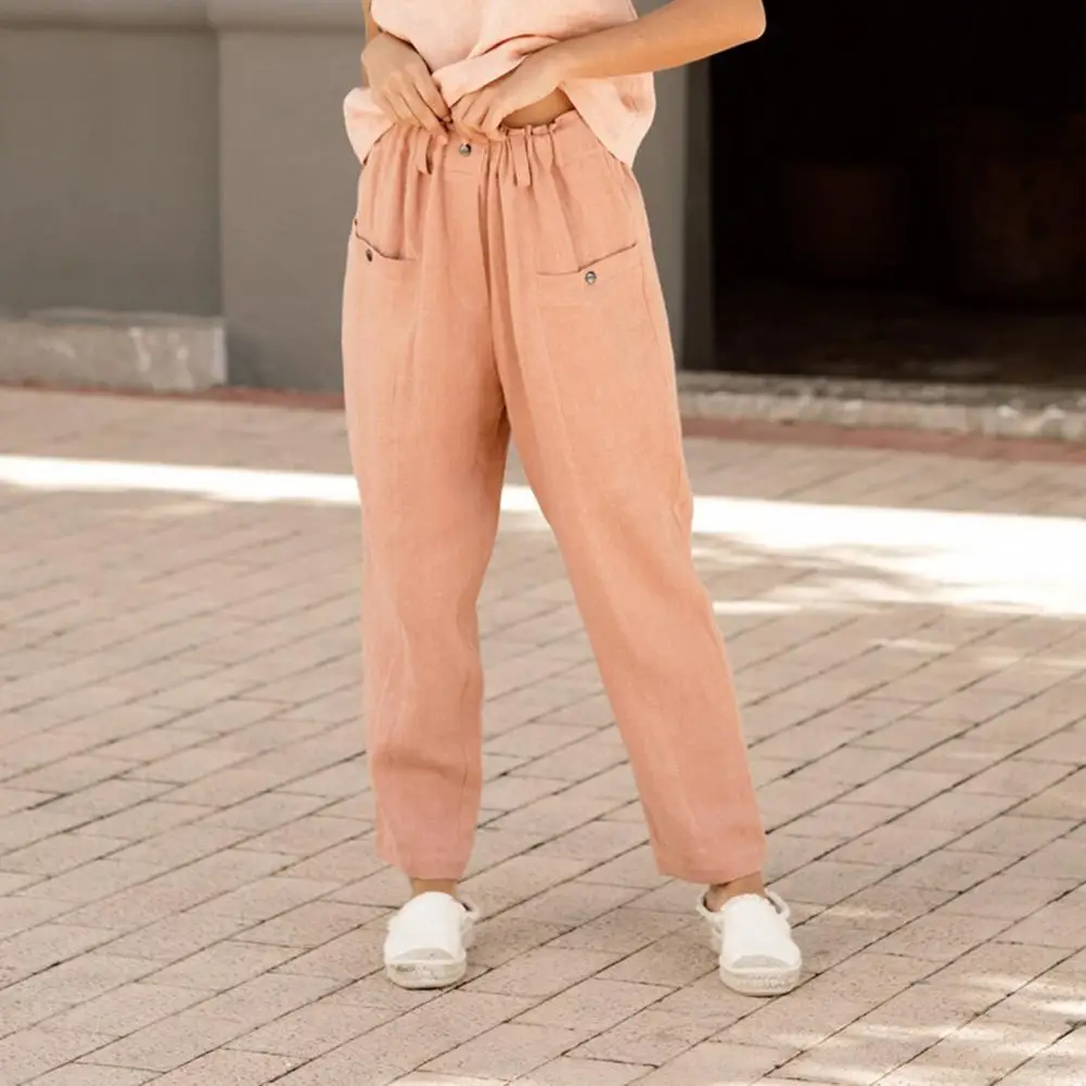 

Stylish Pure Color High Waist Women Pants Harem Pants Wear-ressitant Soft Fabric