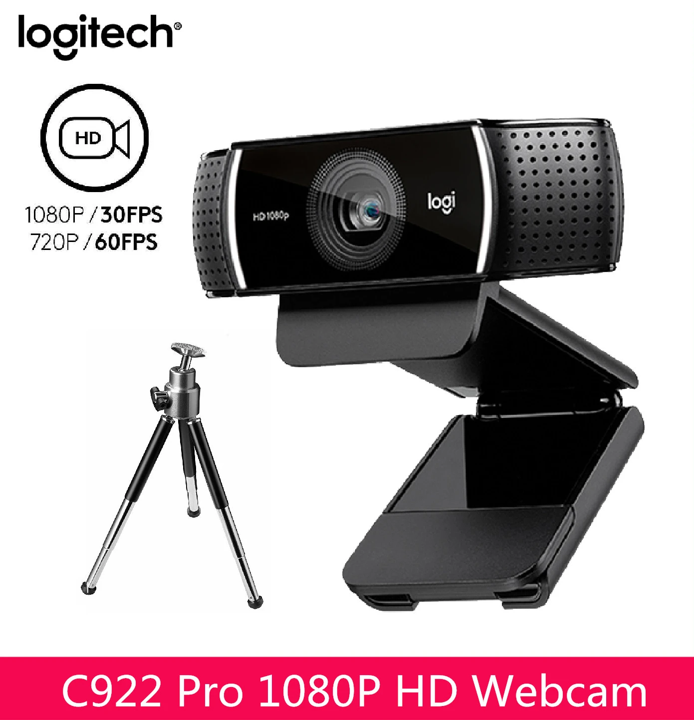 

Акция! Веб-камера C922 Pro со встроенным микрофоном и штативом, HD-камера 1080p, C922, Logitech 1080P Web 30FP