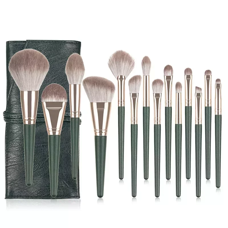 

NEW2023 Brushes 14pcs Foundation Powder Blush Eyeshadow Concealer Lip Eye Make Up Brush With Bag Cosmetics Beauty Tool