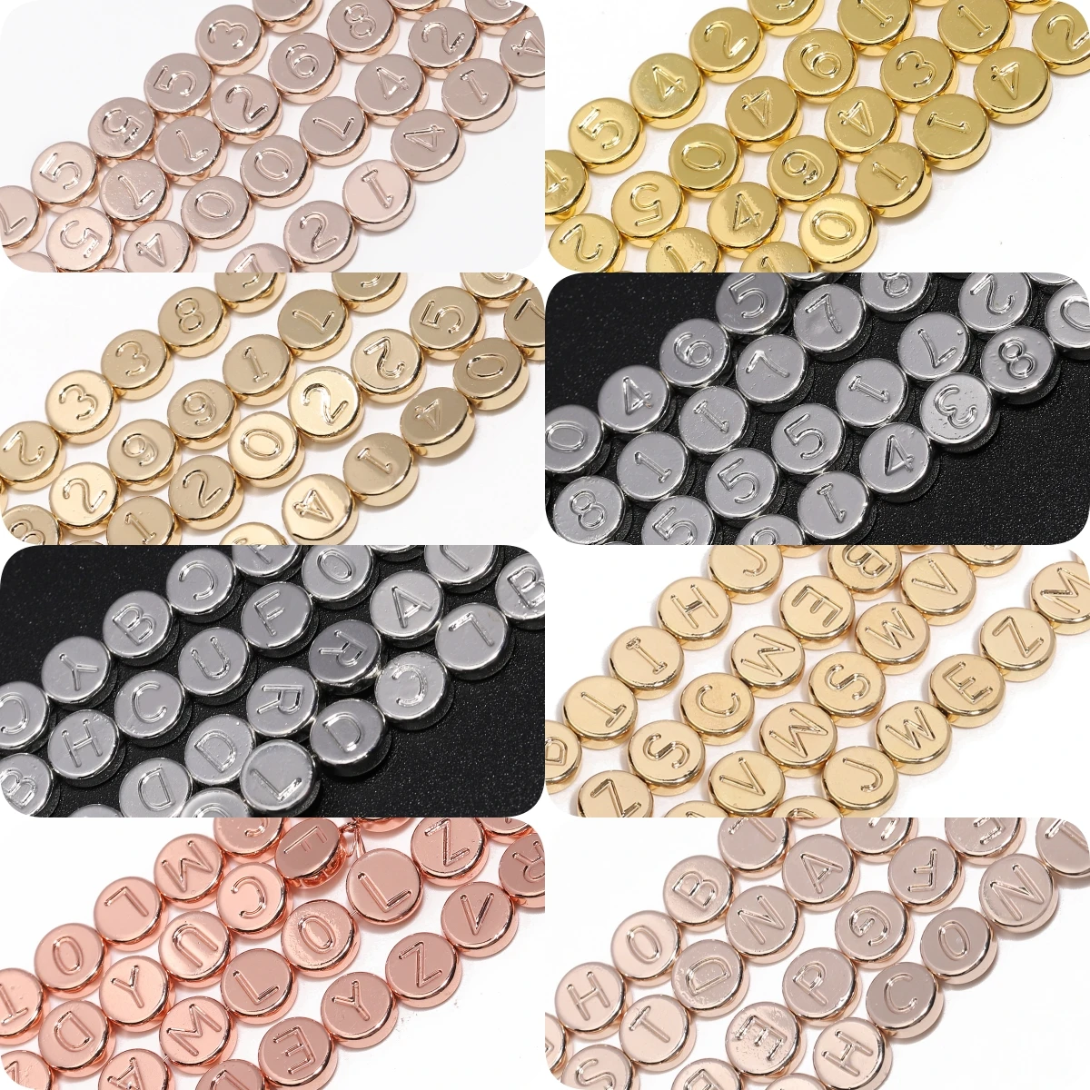 Плоские круглые бусины из гематита с золотым и серебряным покрытием, 8 ...