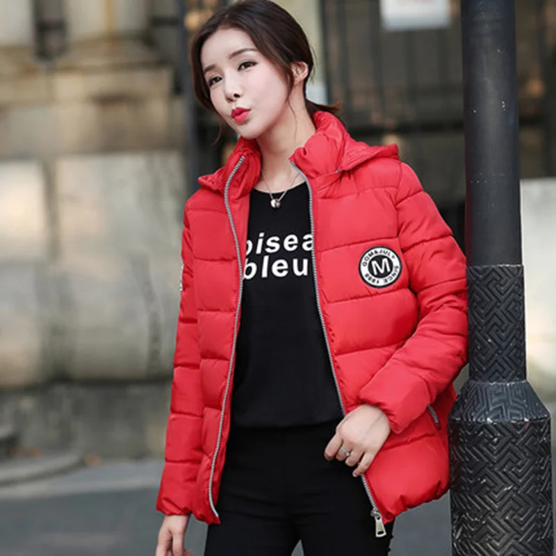 

Women Winter Long Sleeve Hoode Letter Prints Zippers Cotton Outerwear Loose Casual Fashion Comfortable Concise Style Coats ZX794