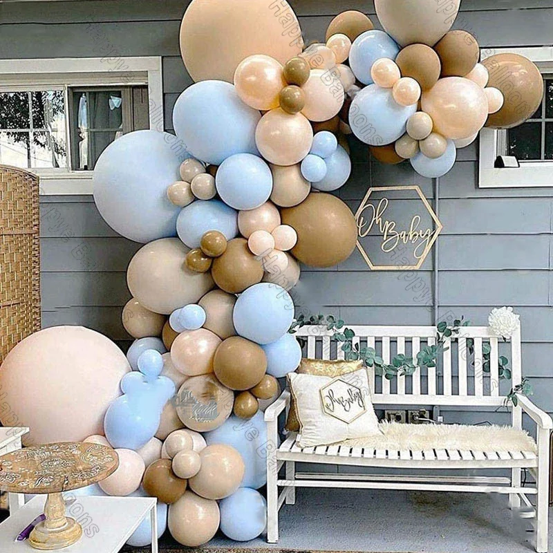 

Macaron Blue DIY Balloons Garland Wedding Party Decoration Coffee Ballon Baby Shower Birthday Decor Doubled Cream Peach Globos