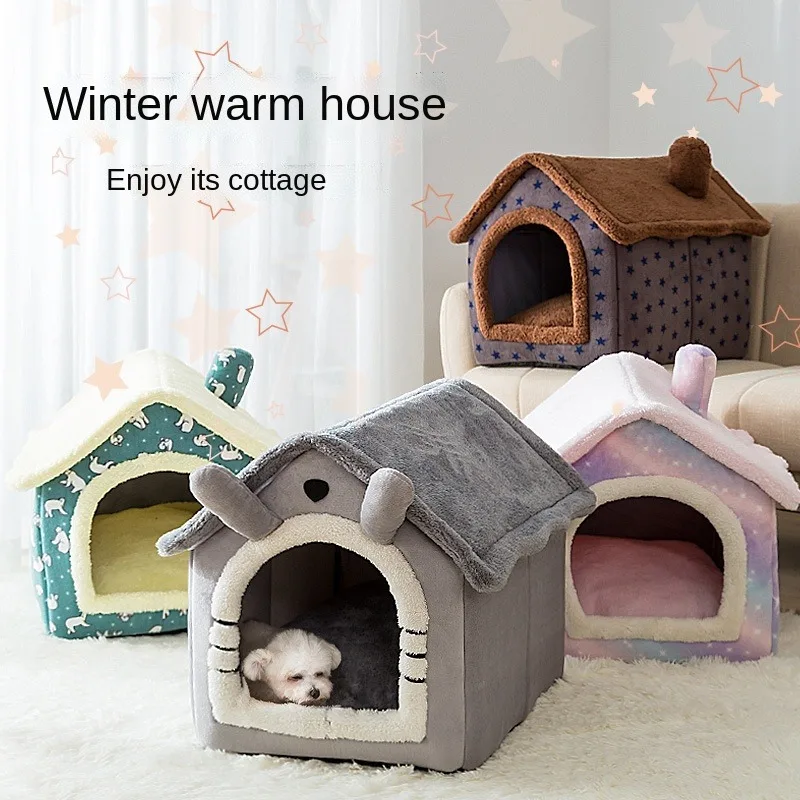 

Winter Warm Cat Dog House Comfortable Deep Sleep Kennel Small Dog Cat Litter Pad Removable Pet Cat Dog Bed House домик для кошки