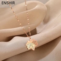 enshir 316l stainless steel romantic maple leaf pendant necklace new ladies necklace festive party jewelry gift wholesale