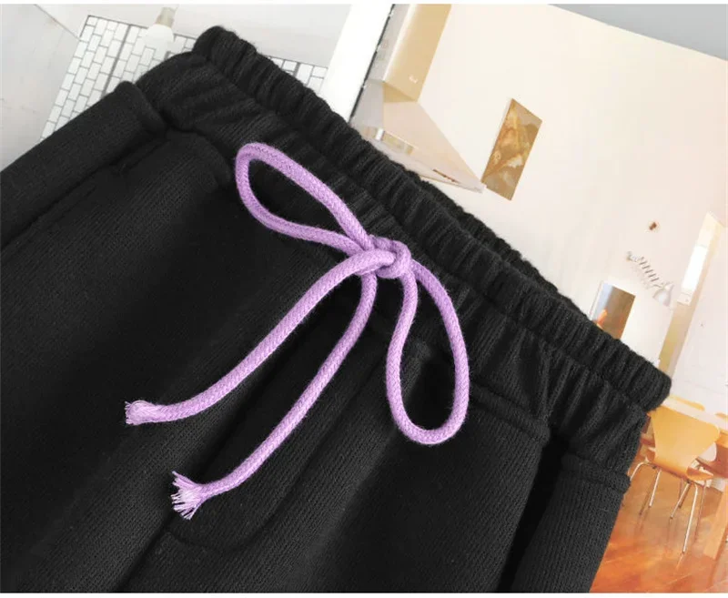 Новые Женские Серые Спортивные Брюки Свободного Покроя Осень-зима Черные