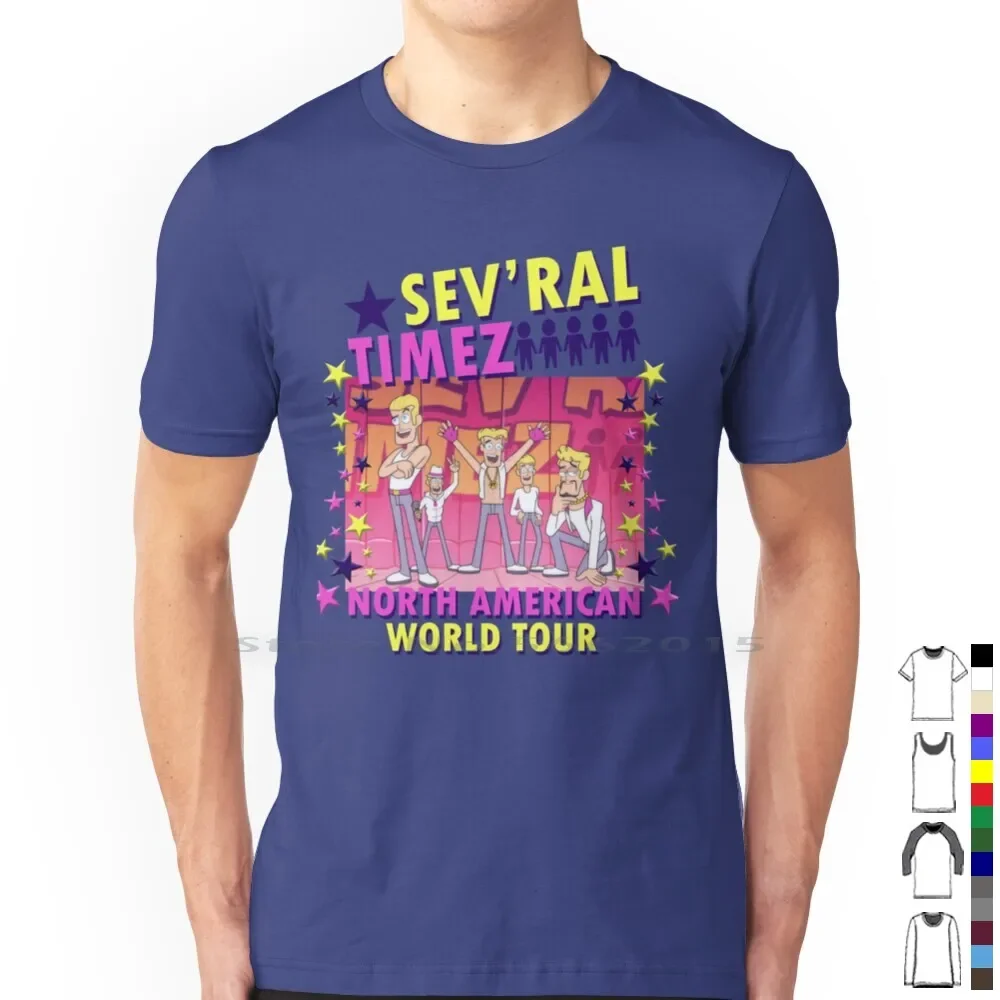 Фото Футболка Sev'ral Timez Tour из 100% хлопка Sevral Times Several Times Boy Band Funny Worlldd Tour Футболка с короткими рукавами и длинными рукавами №1