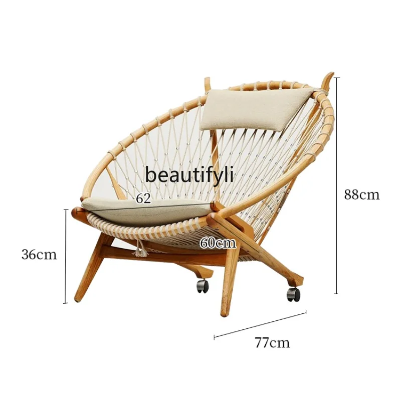 

zqVine Weaving Lazy Chair Nordic Solid Wood Homestay Coil Lying Chair Modern Simple Sofa Chair Hemp Rope Vine Chair