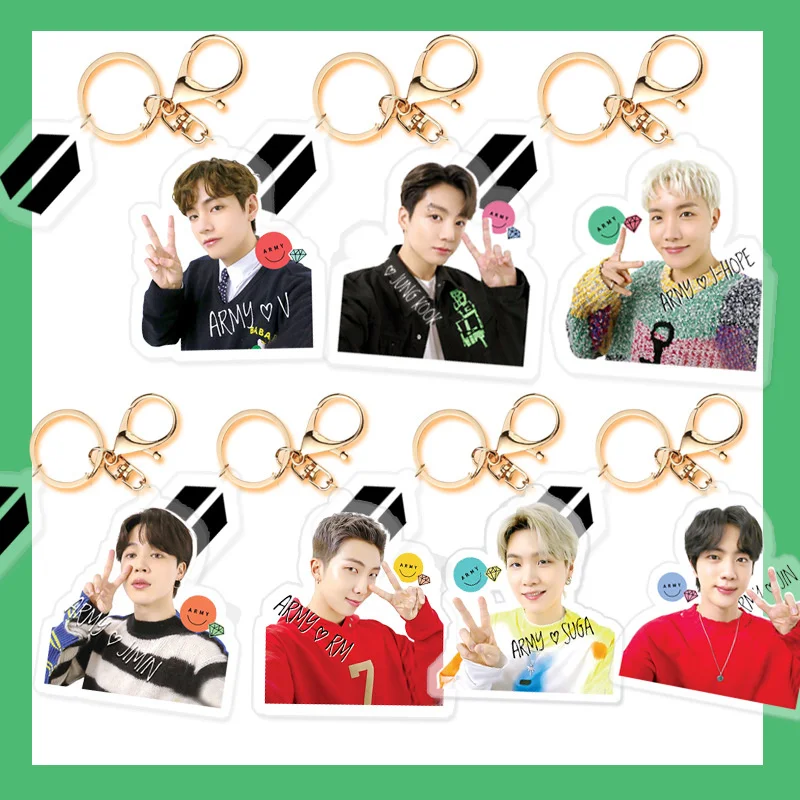 

KPOP Bangtan Boys Creative 2-piece Acrylic Keychain Pendant Keyring K-POP JK V JIN SUGA New Korean Fashion Gifts Fan Favorites