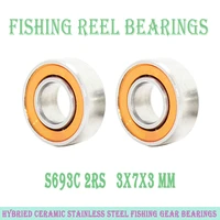2pc s693 2os bearing 3x8x4 mm cb abec7 stainless steel hybrid ceramic bearing dry 693 ball bearings