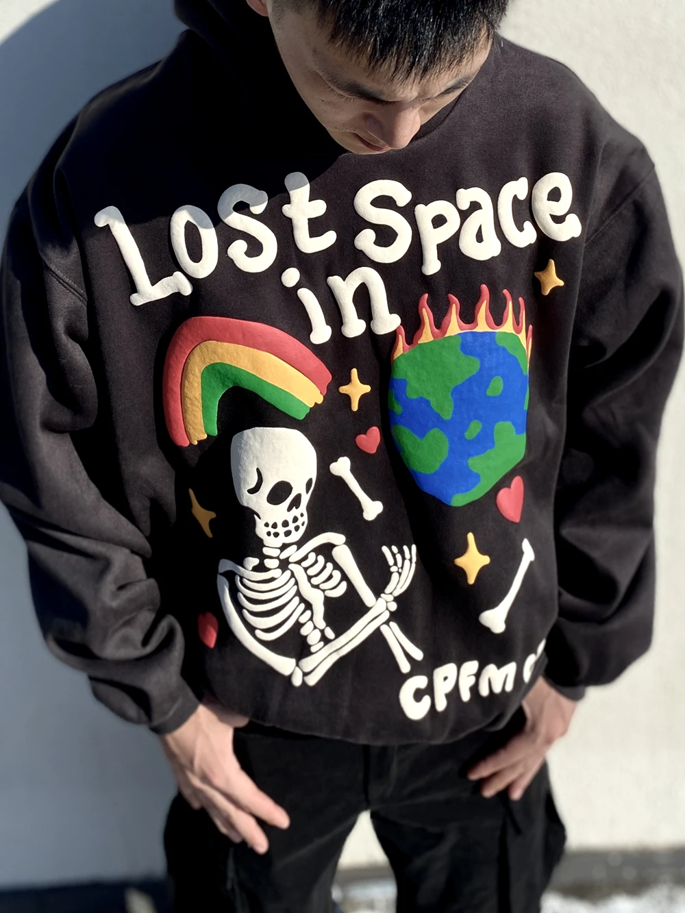 Повседневные винтажные мужские топы Yao888 с капюшоном и пенным принтом уличная