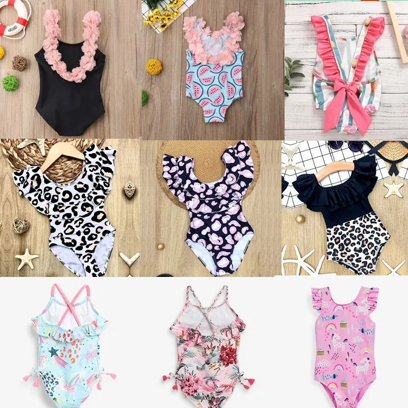 

2023 Fashion Baby Girls Swimwear Summer One Piece Swimming Wear for Holiday Beach Backless Cute Kids Bathing Swimsuit