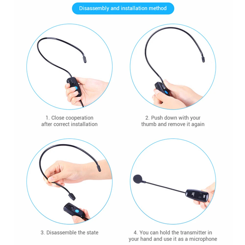 

UHF Wireless Microphone Rechargeable Dual Headset Mic System For Teach Speech USB Type UHF Dual Wireless Microphone Receiver